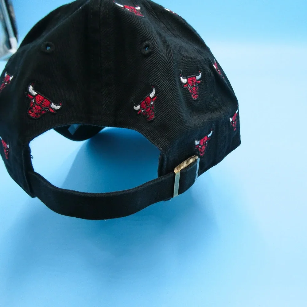 '47 Brand Hat Womens One Size Clean Up Chicago‎ Bulls Black All Over Logo Cotton